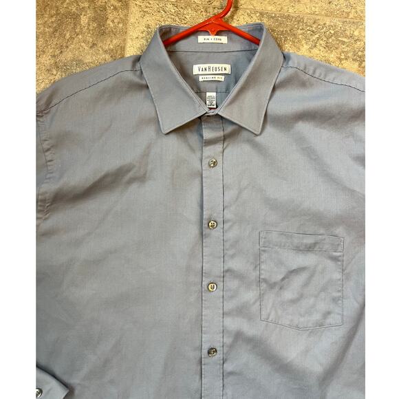 Van Heusen long sleeve, button down casual shirt, blue, men's 18 34/35 - Picture 5 of 8